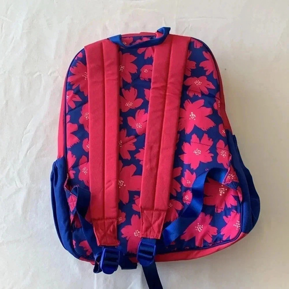 Vera Bradley blue and pink large color block backpack art poppies backpack NWT - Picture 5 of 10
